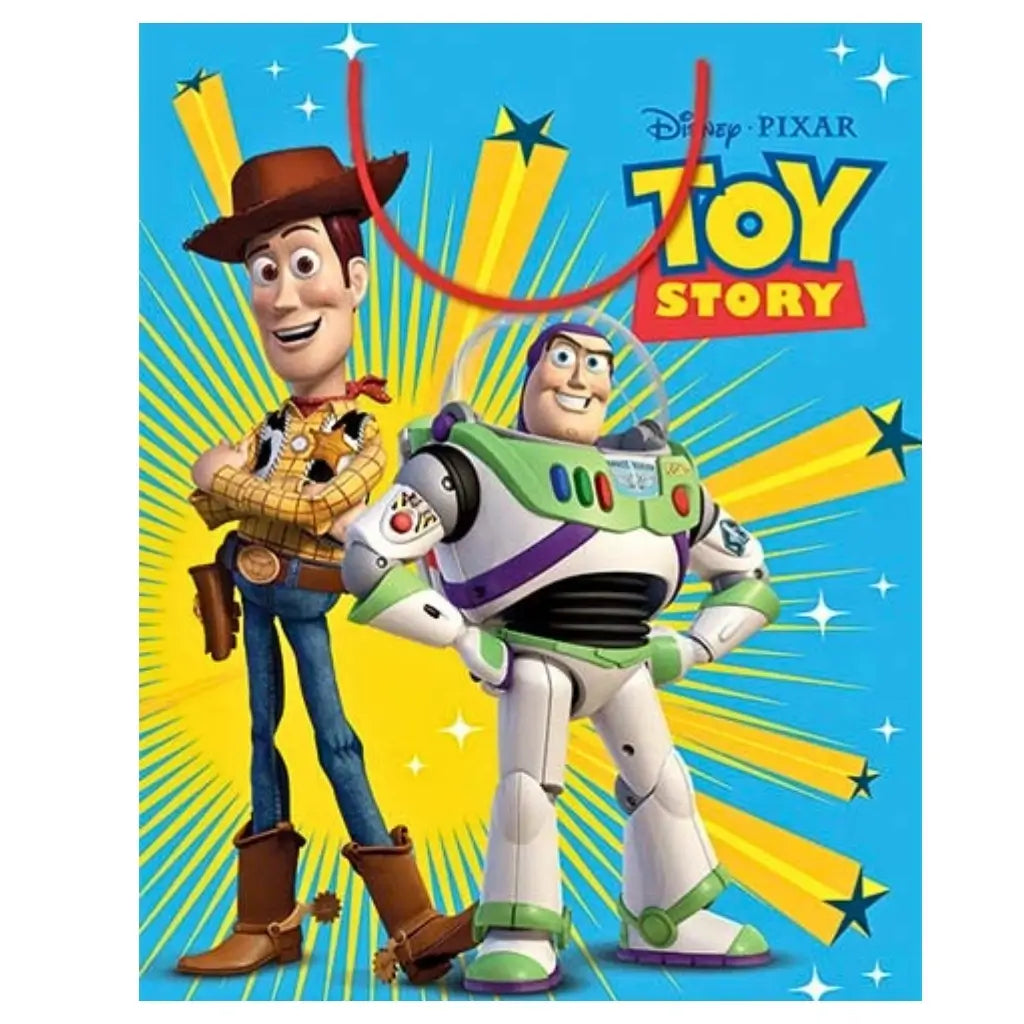Official Disney Toy Story medium gift bag featuring Woody and Buzz Lightyear with colourful birthday design