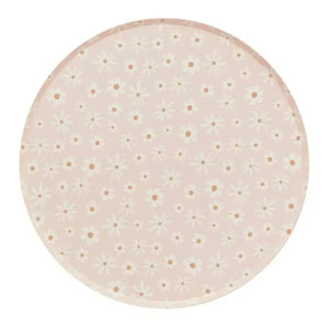Pack of 8 Ditsy Daisies 23cm paper plates – pastel pink with white daisy design