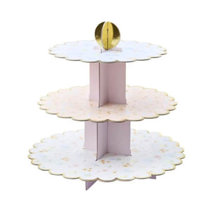 Ditsy floral patterned 3 tier cake stand for afternoon tea party decor