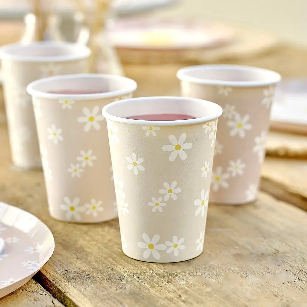 Ditsy Daisy Floral Paper Cups 8pk
