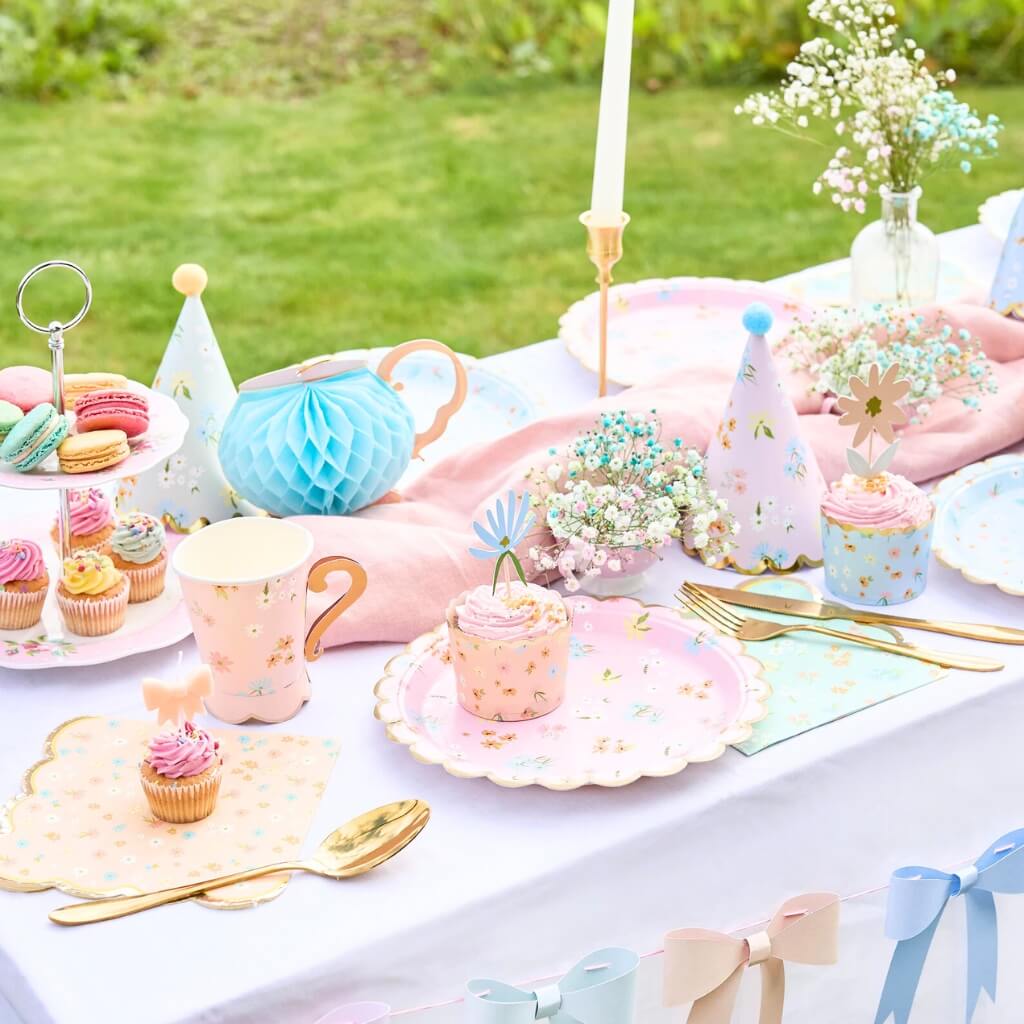 ditsy daisy floral high tea birthday table party decorations