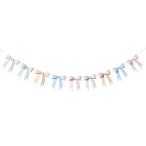 3D paper bow bunting in soft pastel tones for elegant tea party or garden décor