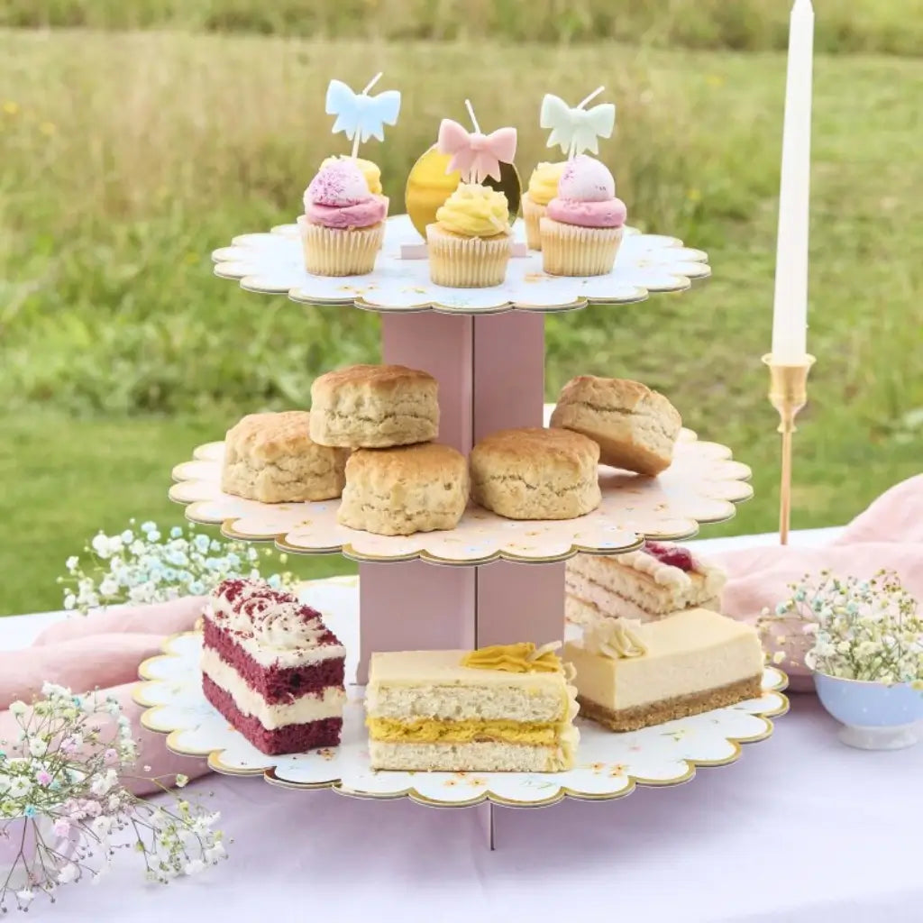 Pack of 5 pastel bow-shaped cake candles for tea party or baby shower