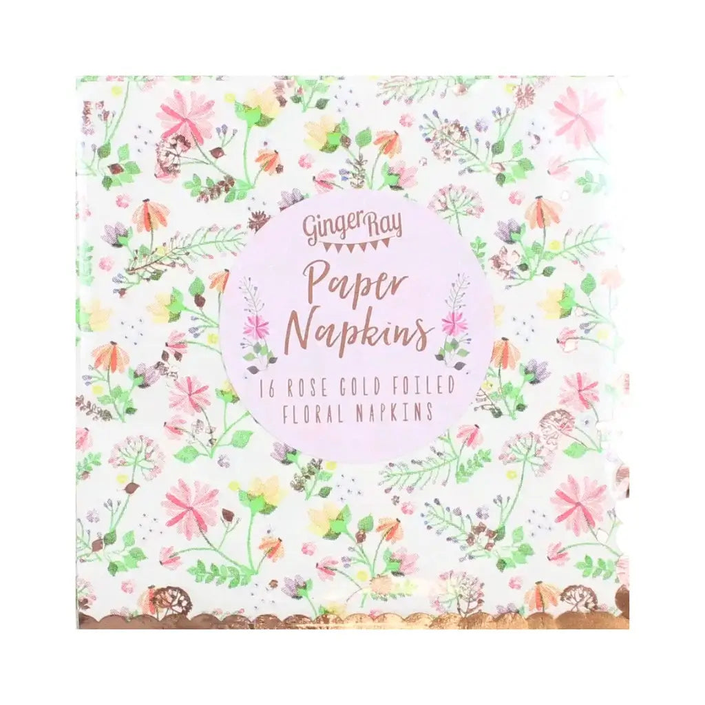 Ditsy Rose Gold Floral Paper Napkins 8pk