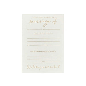 DIY gold foiled wedding invitations pack of 20