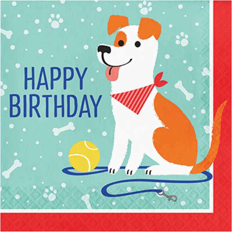 Happy Birthday Dog Party Lunch Napkins 16pk
