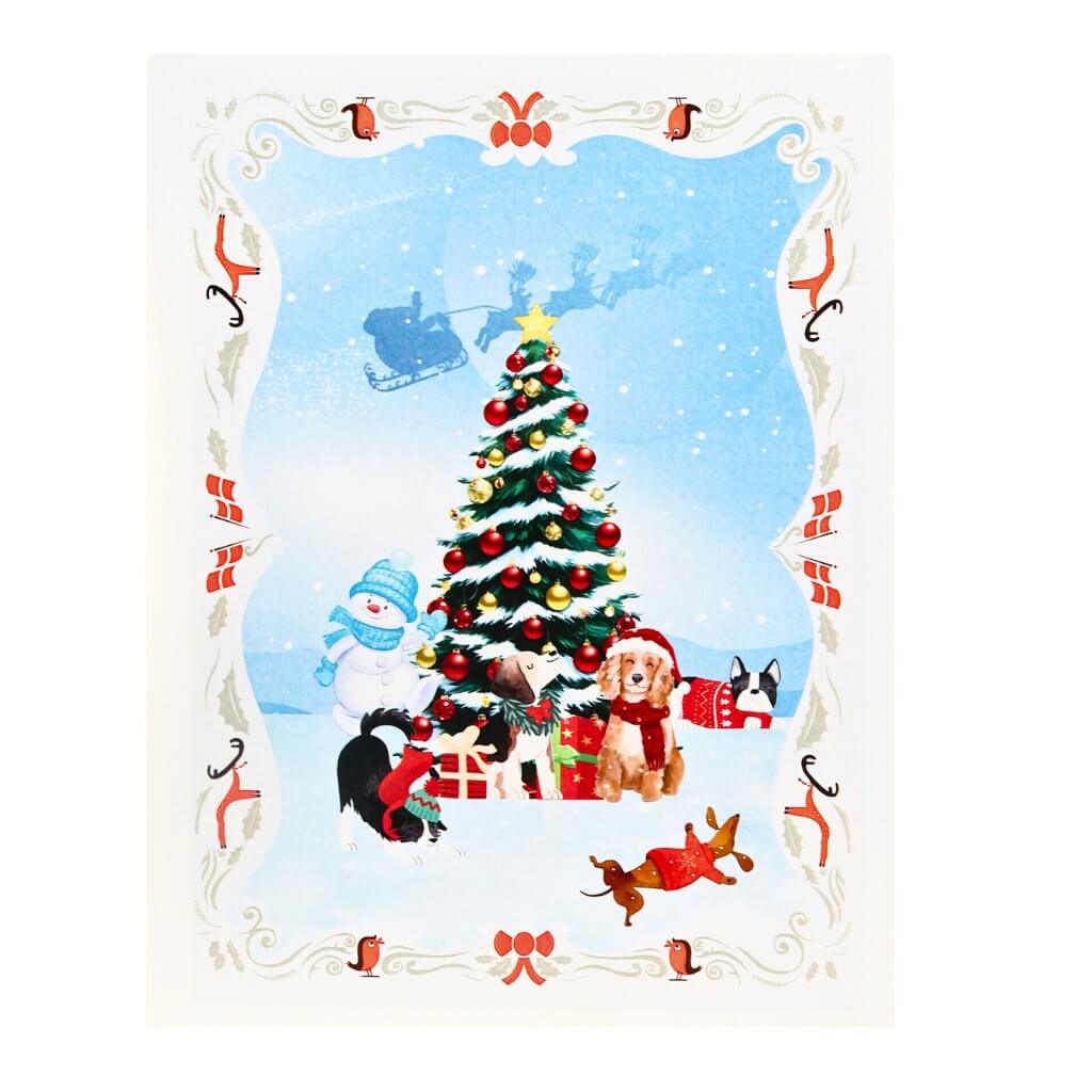 Dog World Snowy Village Winter Wonderland Amusement Park 3D Pop-Up Greeting Card