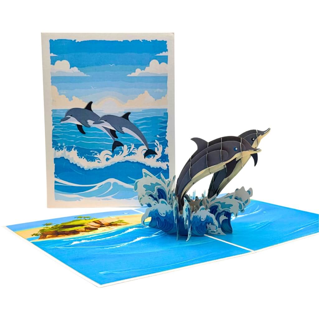 Dolphin Couple Swimming in the Ocean 3D Pop Up Greeting Card – All Occasion