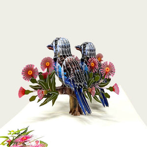 Handmade Australian Native Kookaburra Couple 3D Native Bird Pop Up Greeting Card