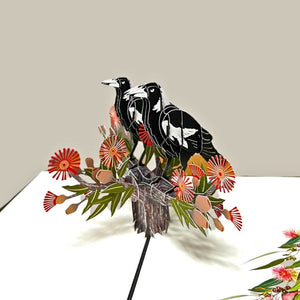 Magpie Couple Pop Up Card