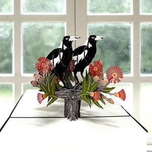 Magpie Couple Pop Up Card