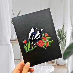 Magpie Couple Pop Up Card