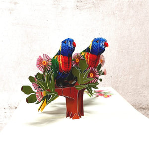 Rainbow Lorikeet Parrot Couple 3D Pop Up Native Bird Card