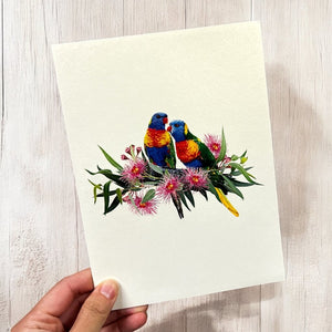 Rainbow Lorikeet Parrot Couple 3D Pop Up Native Bird Card