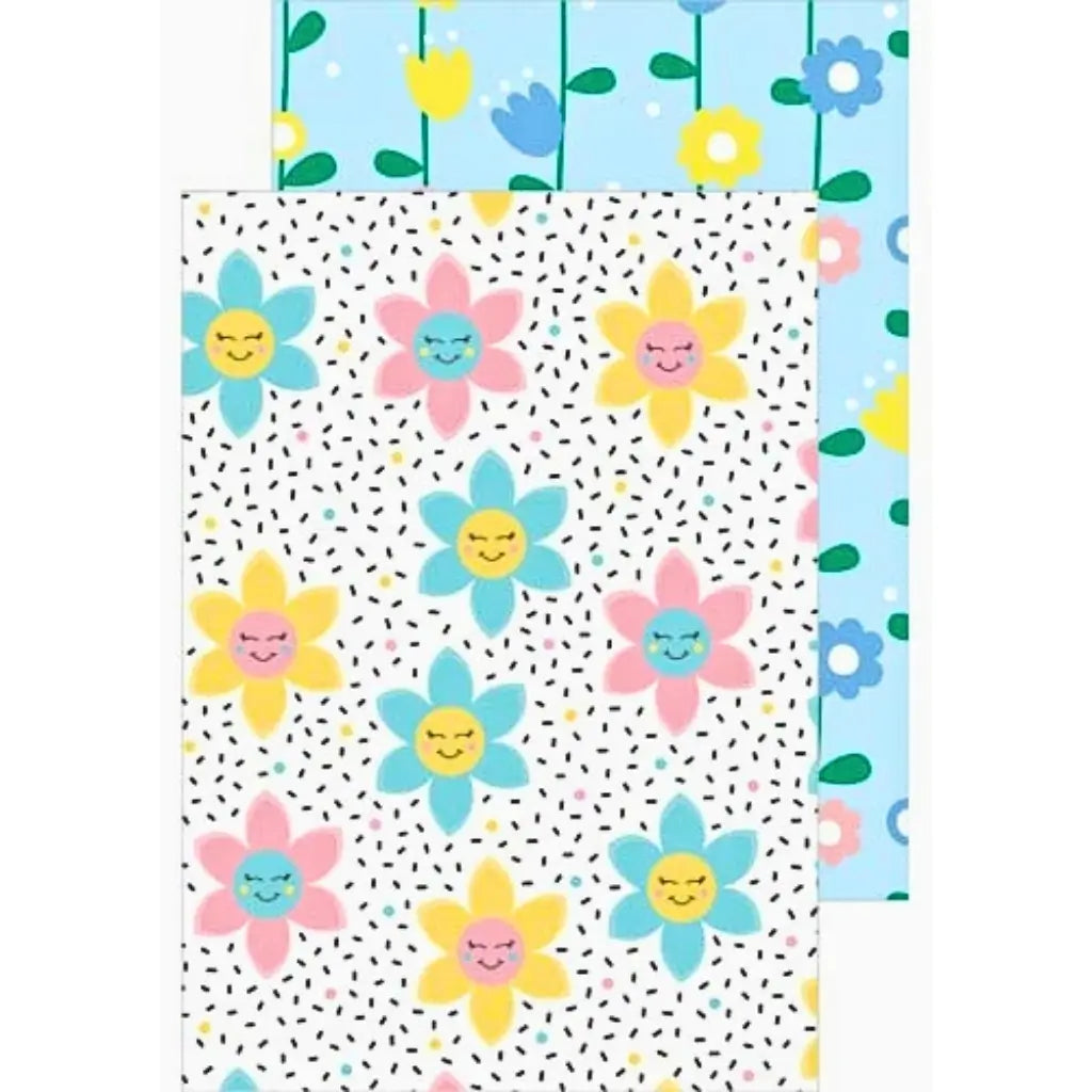 Double sided wrapping paper with happy flowers