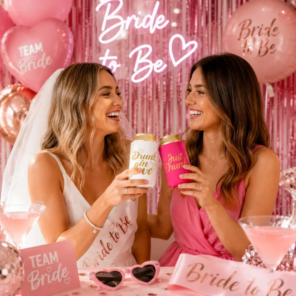 White Just Drunk & Pink Drunk In Love Stubby Holders