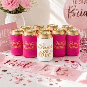 White Just Drunk & Pink Drunk In Love Stubby Holders