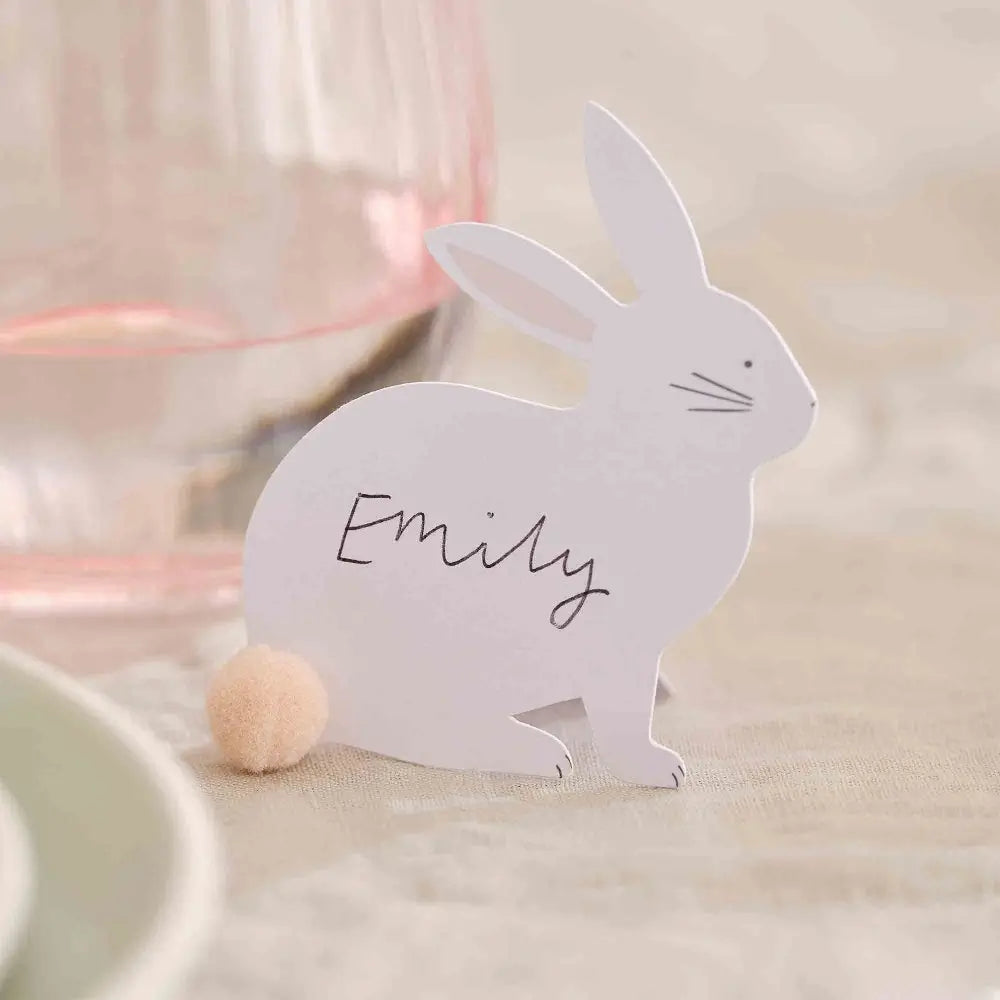 Easter Bunny Place Cards with Pom Pom Tails 6pk