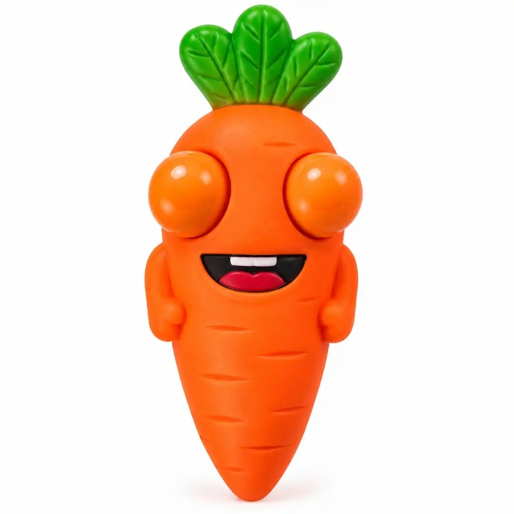 Orange Easter carrot squeeze toy with protruding eyes