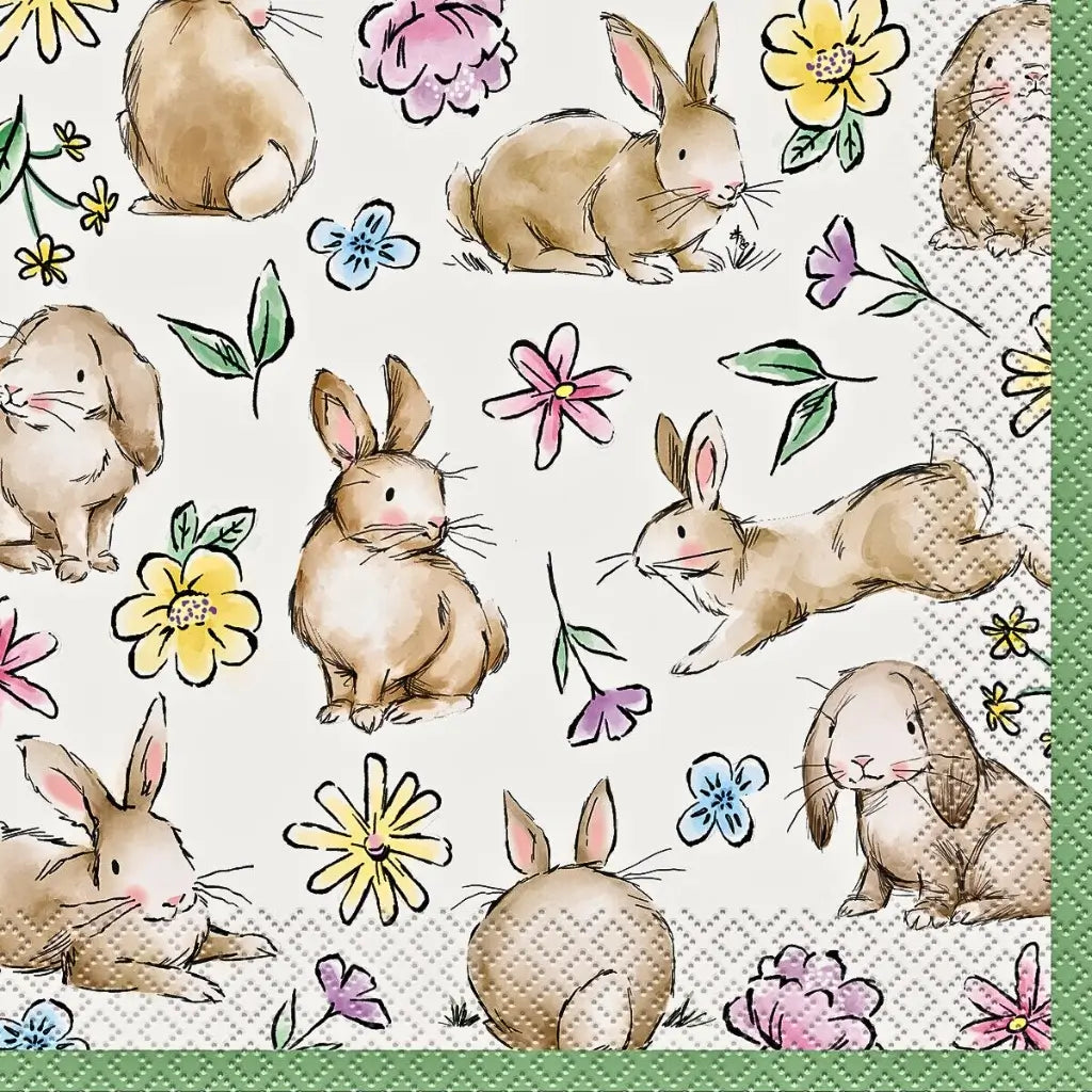 Easter bunny and floral luncheon paper napkins 2 ply serviettes tableware party decor