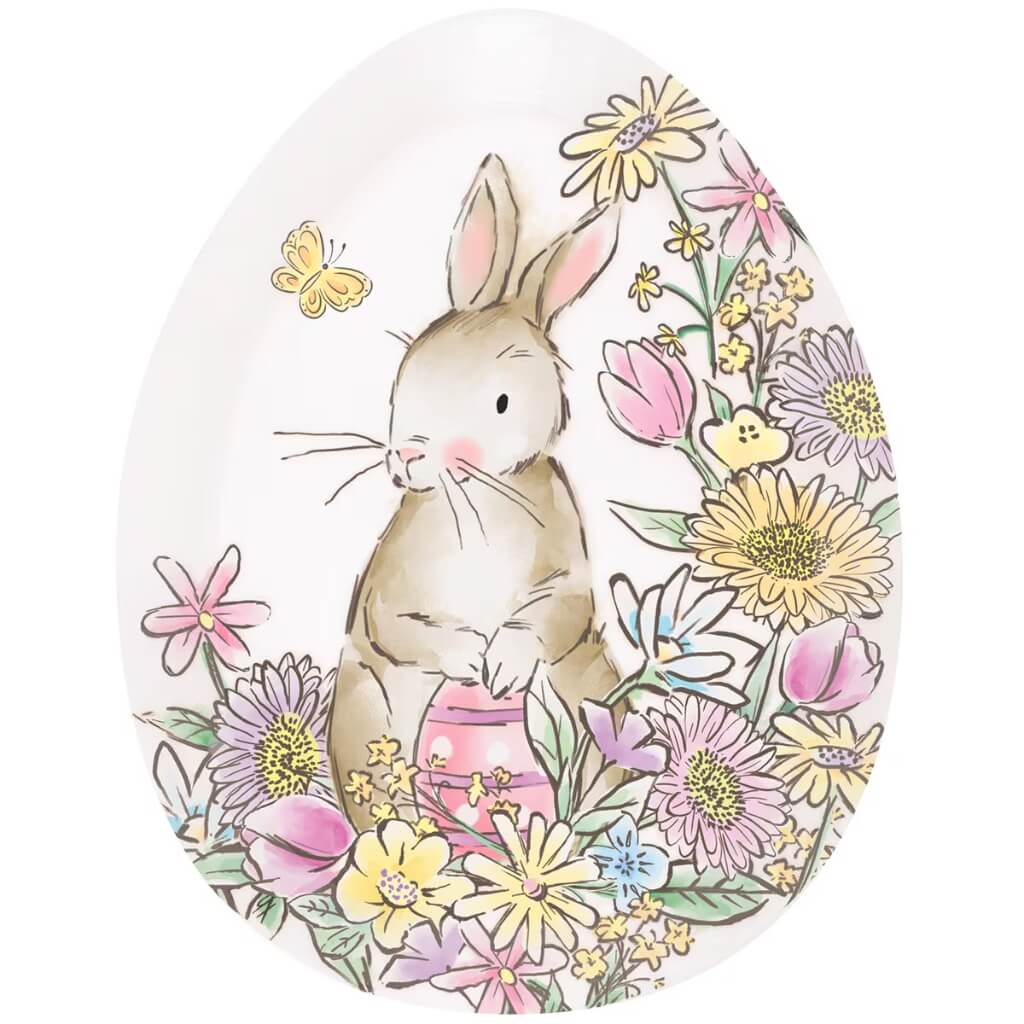 Easter Whimsy Egg Shaped Reusable Plastic Serving Tray