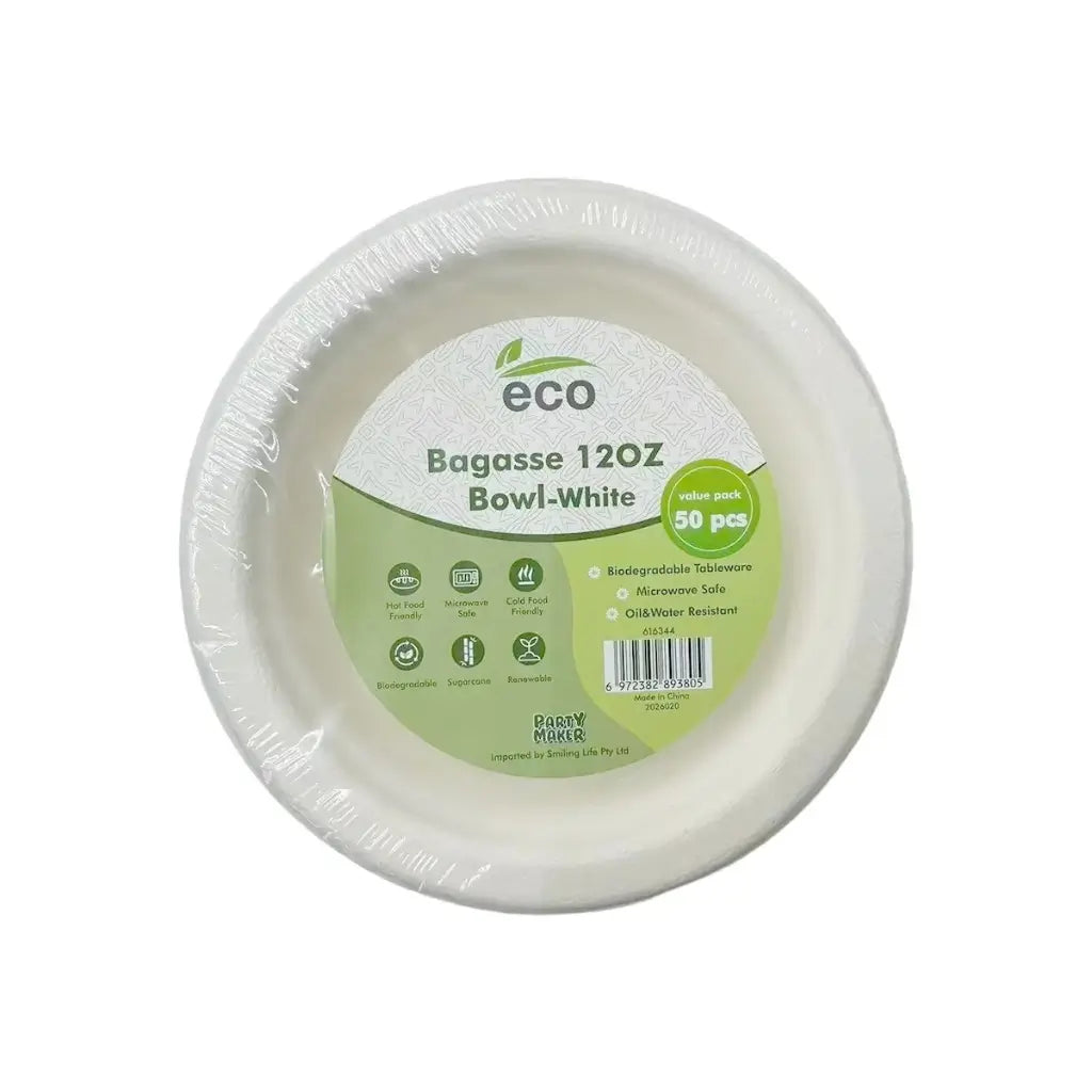 Microwave-safe sugarcane bagasse bowls for hot and cold foods