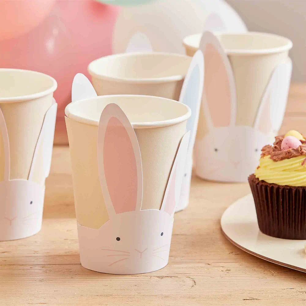 Eggciting Pastel Easter Bunny Paper Cups 8pk