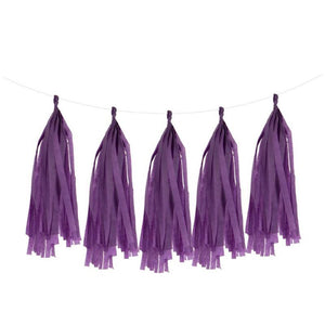 eggplant dark purple Tissue Paper Tassel Garland 5pk