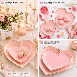 blush Pink heart plates with gold rim