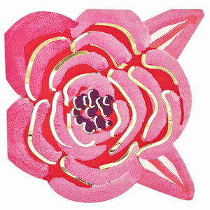 Flower shaped pink rose paper luncheon napkins 16 pack