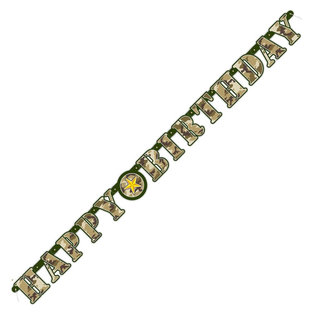 Military Camo Happy Birthday Jointed Banner 1.6m