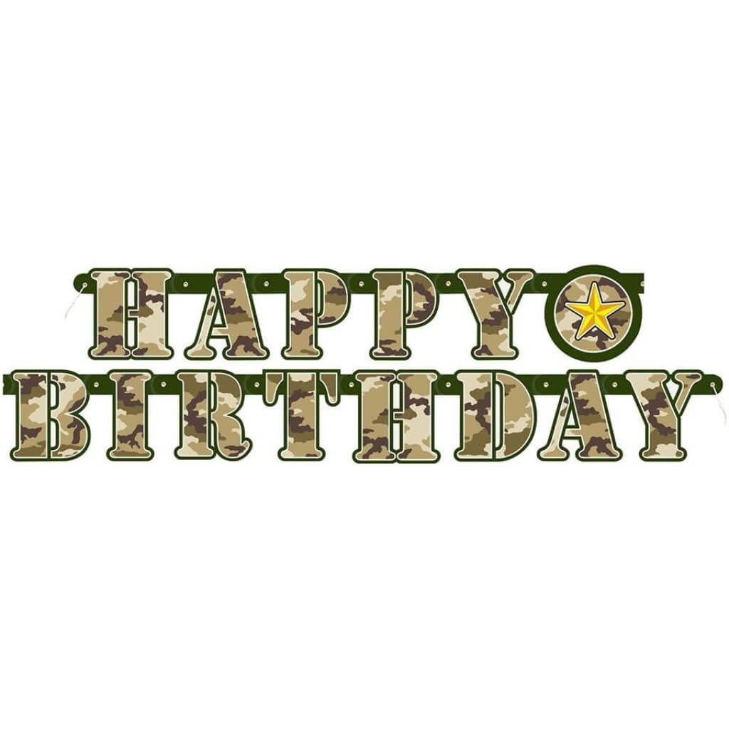 Military Camo Happy Birthday Jointed Banner 1.6m