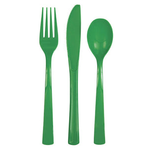 Emerald green reusable cutlery set 18 pieces