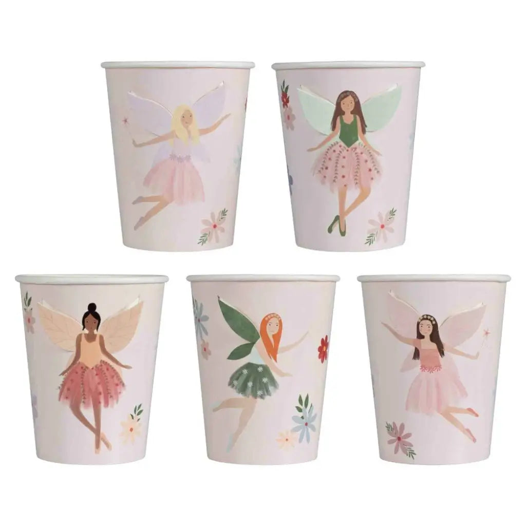 Pink fairy birthday paper cups