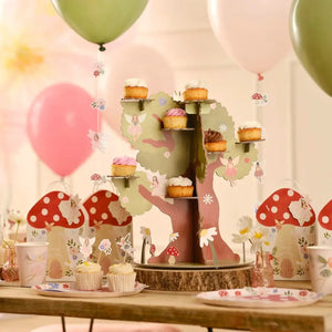 Fairy Garden treat stand with daisies and toadstools