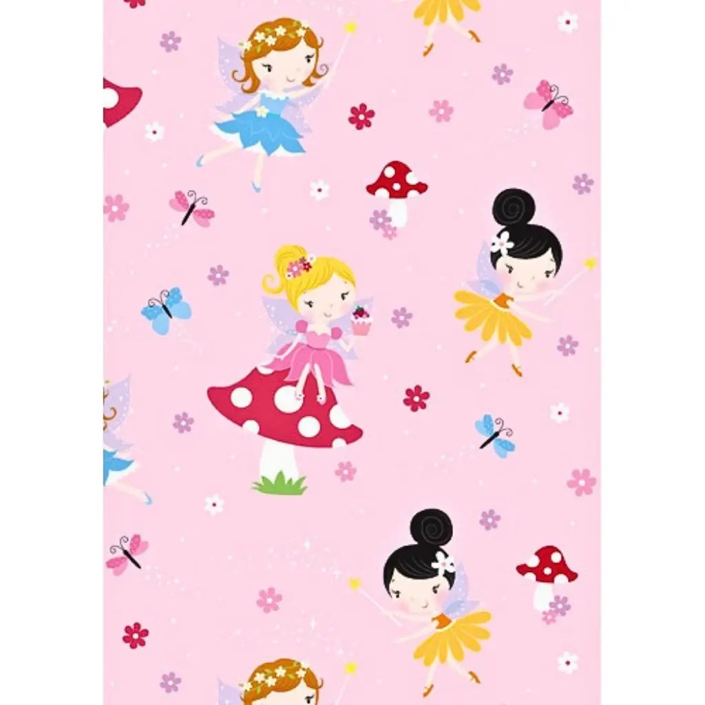 Fairy wrapping paper garden design pink
