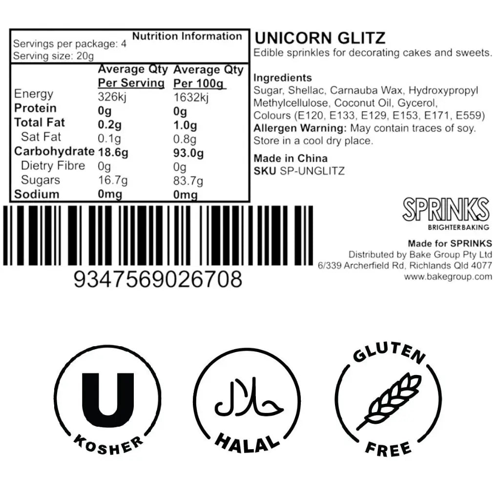 fairy unicorn glitz party sprinkles colourful mix ingredients