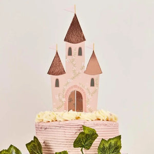 Fairytale pink castle card topper for birthday cakes and dessert tables
