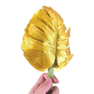 Tropical Artificial Monstera Branches 5pk - Metallic Gold