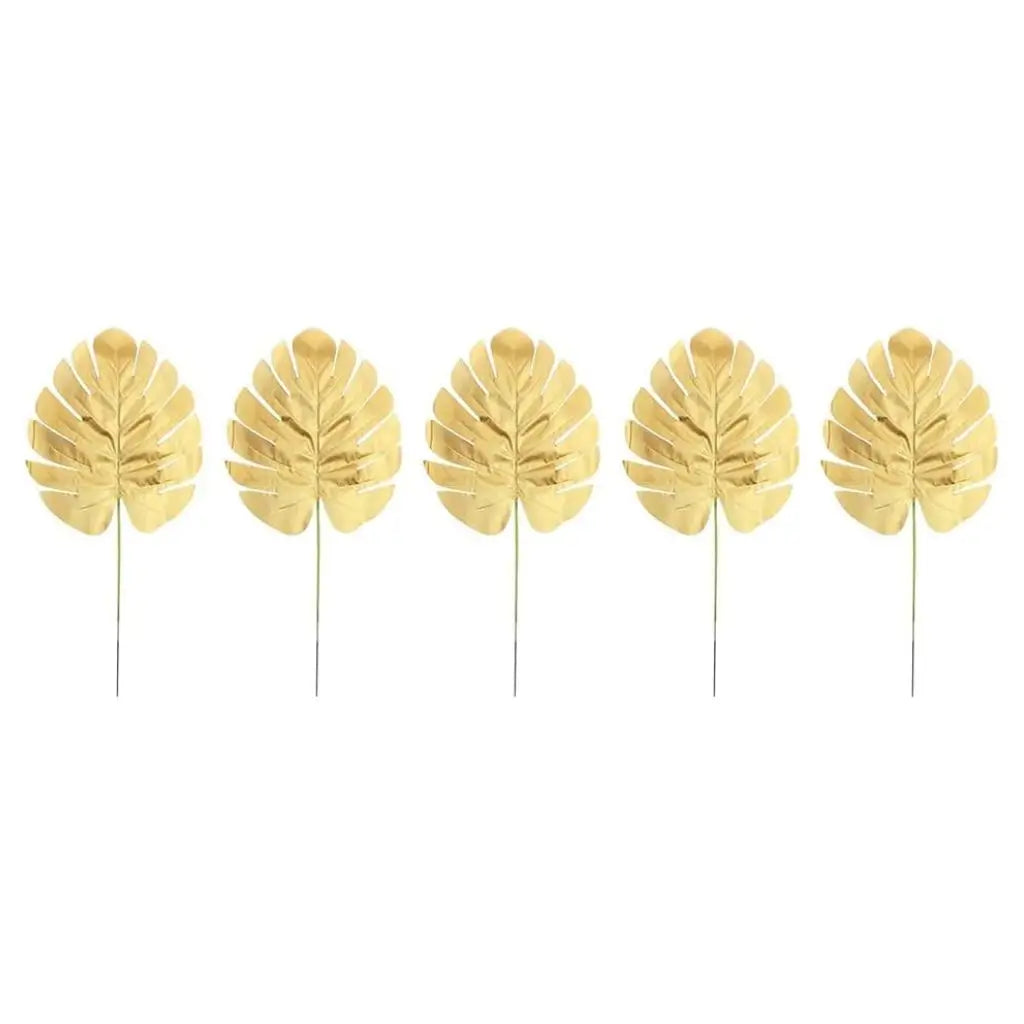 Tropical Artificial Monstera Branches 5pk - Metallic Gold