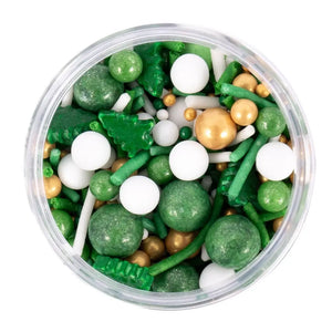 Green, white and gold edible Christmas sprinkles