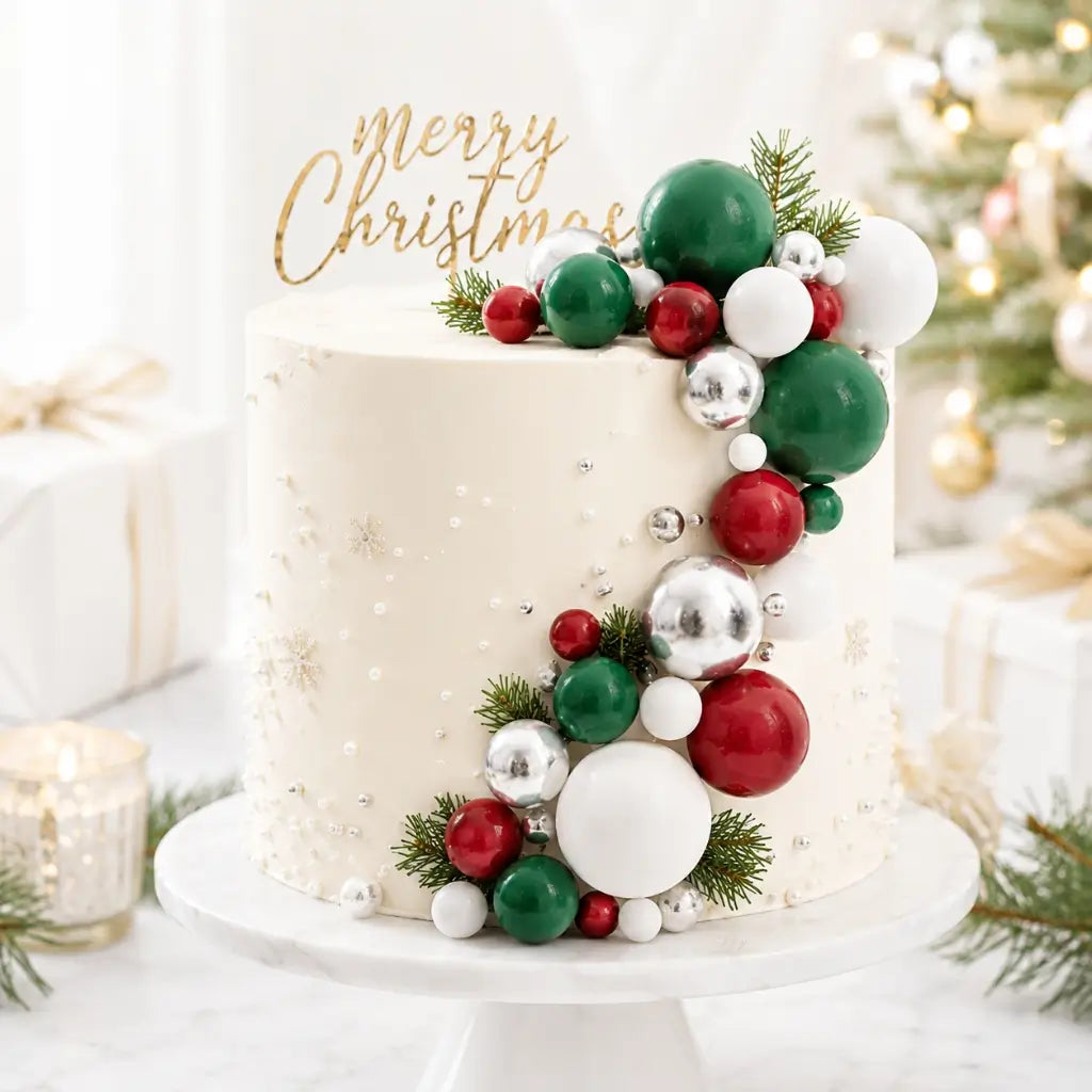 Christmas Foam Ball Cake Topper Set 32 Pack