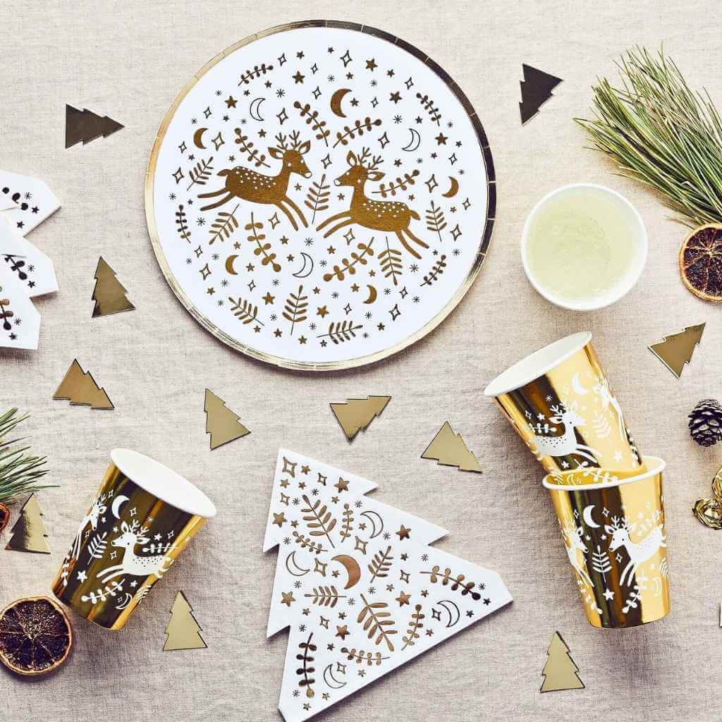 3D Christmas festive folklore gold foil table settings decorations