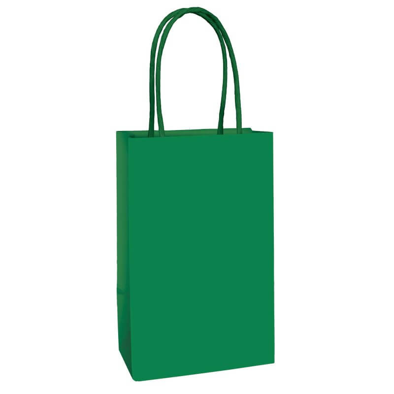 Festive Green Paper Kraft Bags 8pk