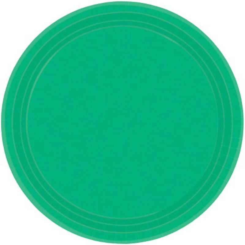 Festive Green Round Paper Plates 17cm 20pk