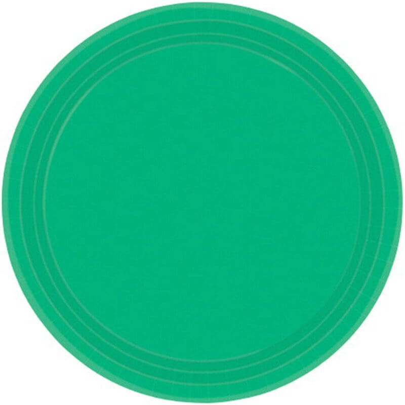 Festive Green Round Paper Plates 17cm 20pk