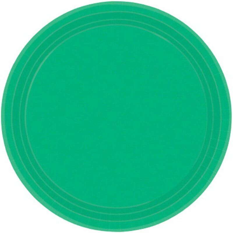 Festive Green Round Paper Plates 23cm 20pk