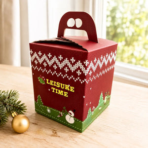 Festive one-hole cupcake carrier box with a built-in handle