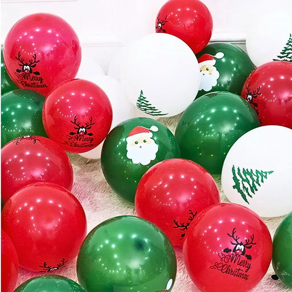Christmas party balloons with assorted Xmas designs
