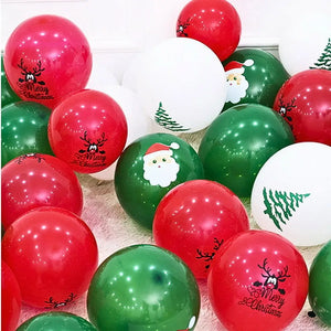 Christmas party balloons with assorted Xmas designs